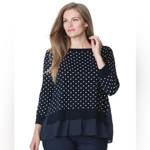 Chaps Women’s Polka Dot Mock-Layer Sweater / Size 1X / Very Good Condition